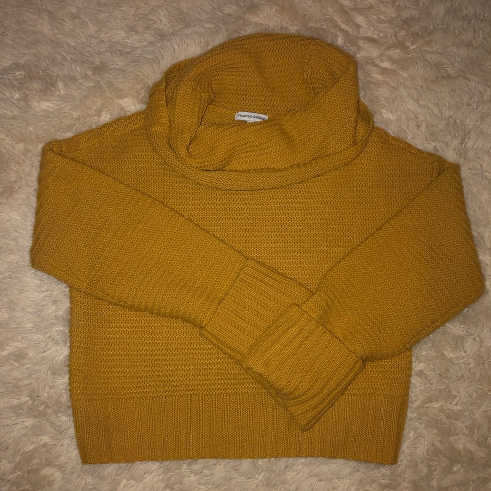 Yellow crop cowneck sweater